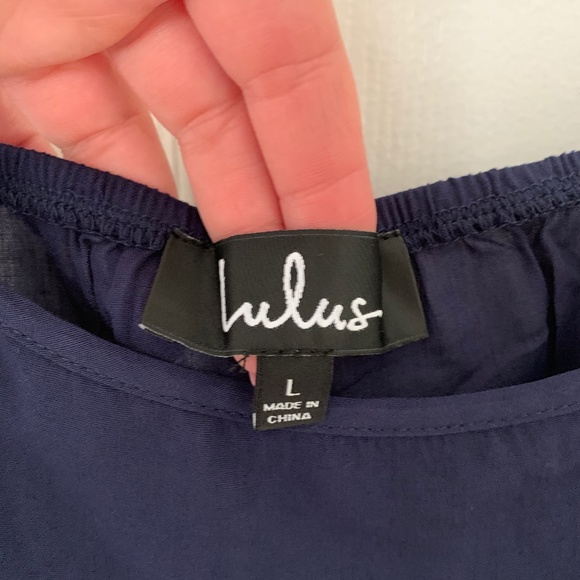 Lulu's Navy Blue Blouse Size Large - Picture 3 of 3